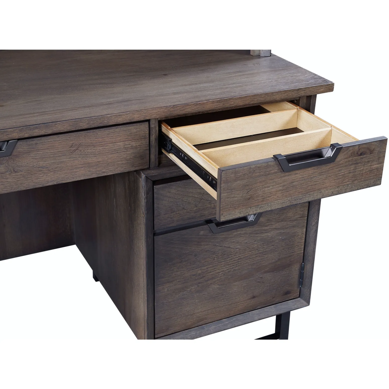 Englewood Credenza Desk and Hutch Set - 66" W
