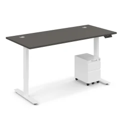 Ergo Desk Height Adjustable Standing Desk with Pedestal - 66"W x 30"D