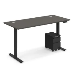 Ergo Desk Height Adjustable Standing Desk with Pedestal - 66"W x 30"D