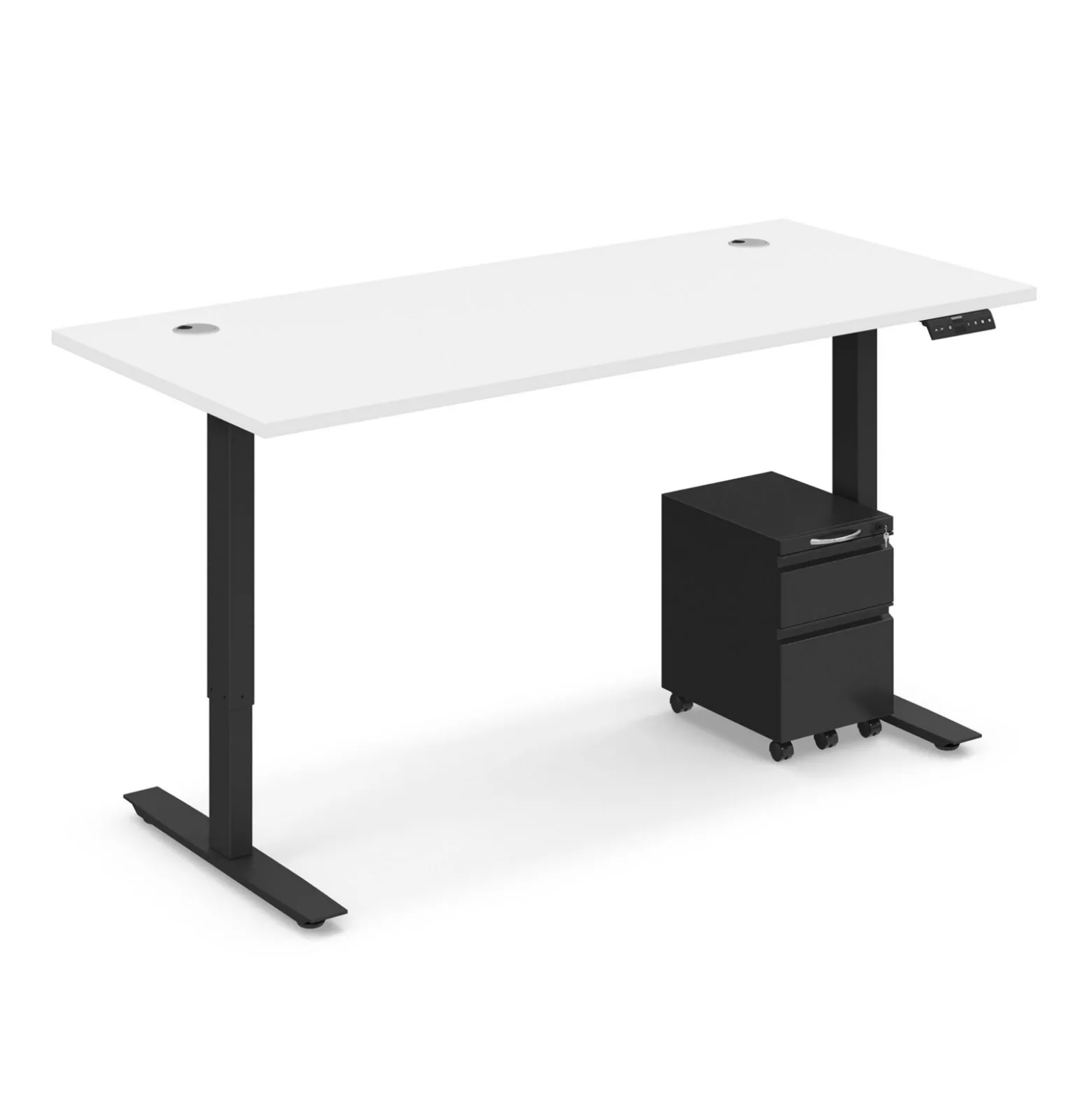 Ergo Desk Height Adjustable Standing Desk with Pedestal - 66"W x 30"D