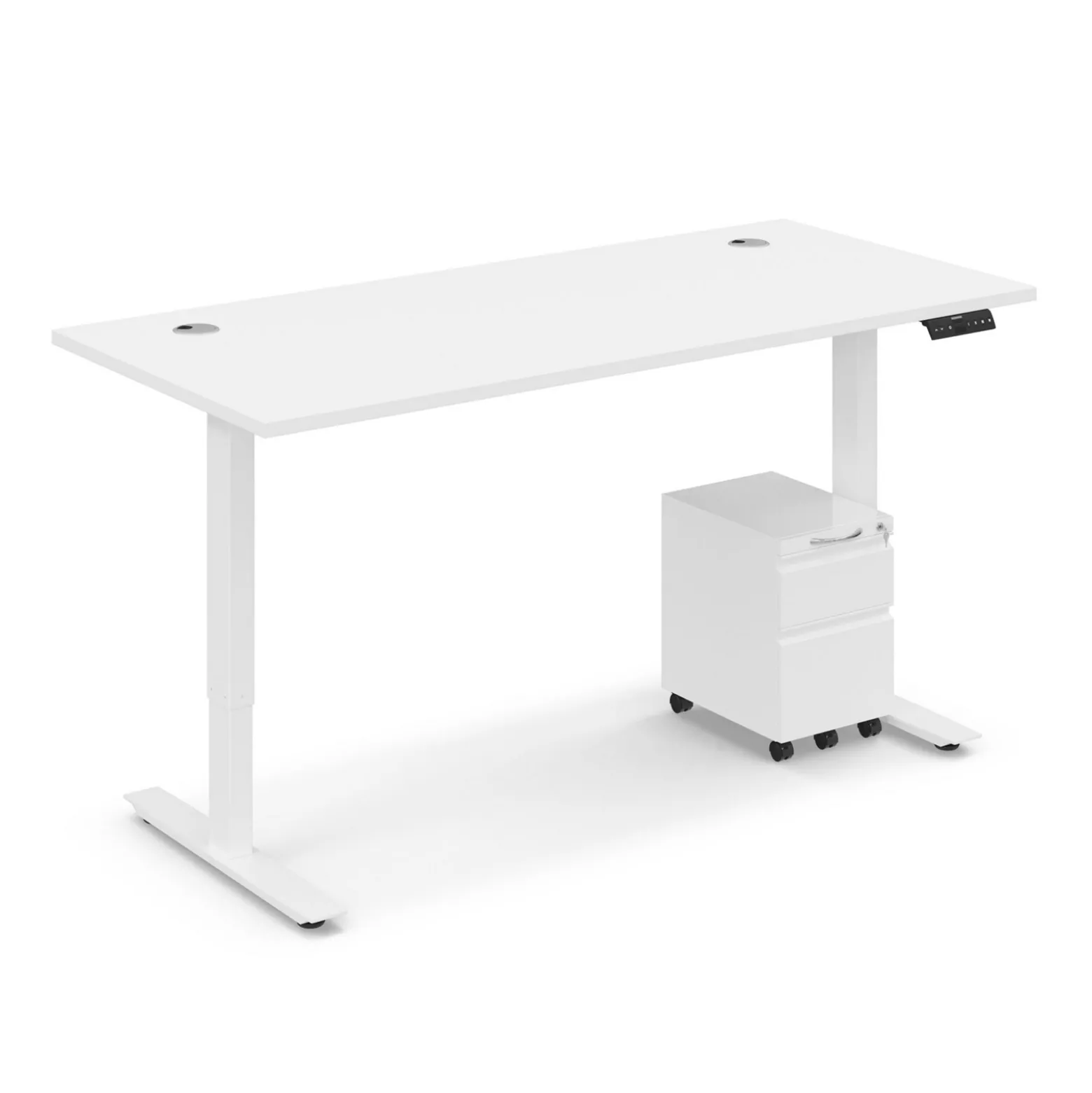 Ergo Desk Height Adjustable Standing Desk with Pedestal - 66"W x 30"D