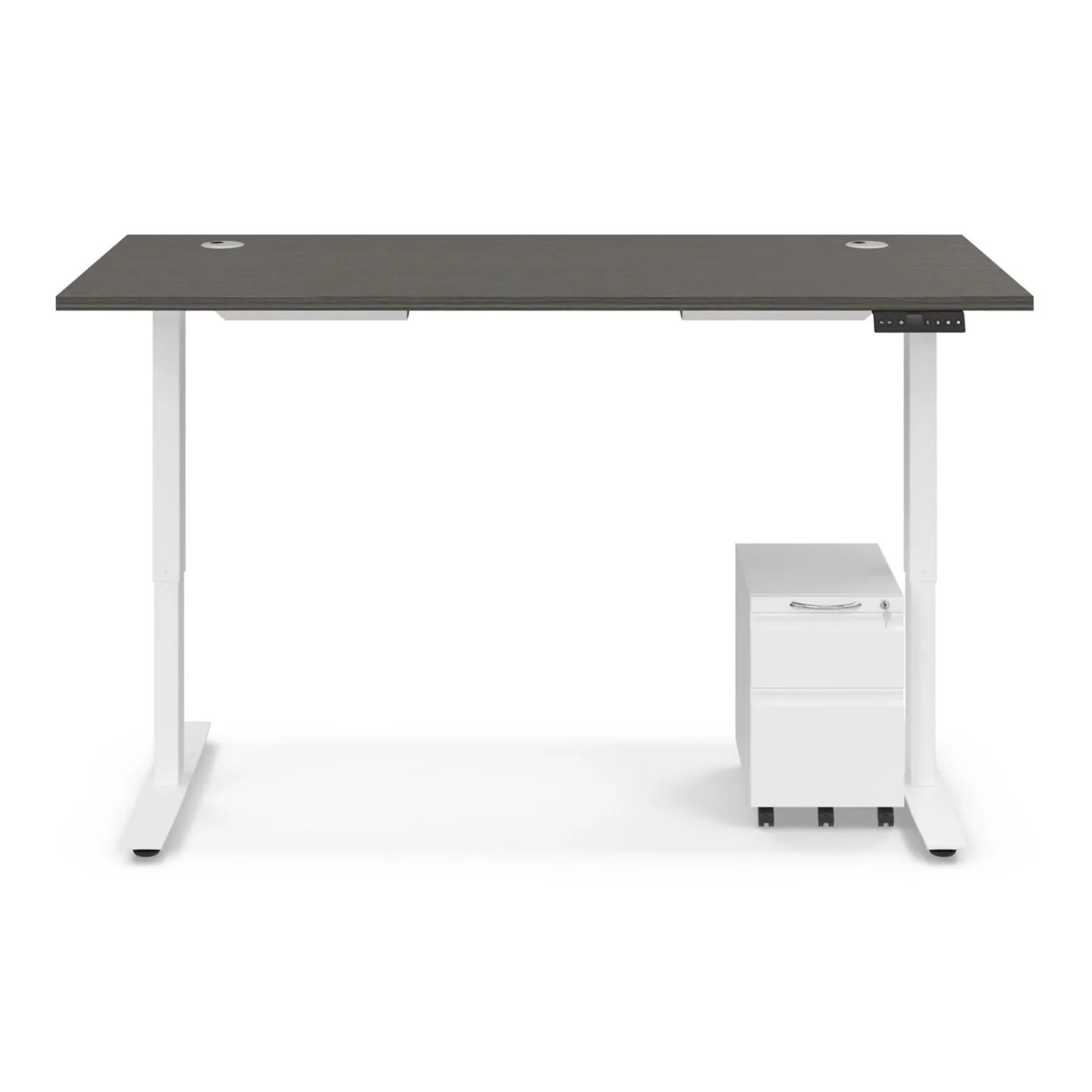 Ergo Desk Height Adjustable Standing Desk with Pedestal - 66"W x 30"D