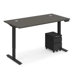 Ergo Desk Height Adjustable Standing Desk with Pedestal - 60"W x 30"D