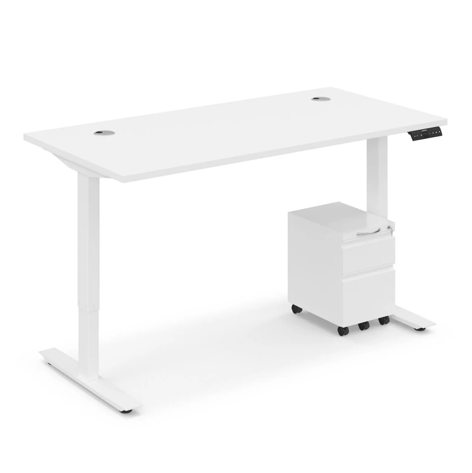 Ergo Desk Height Adjustable Standing Desk with Pedestal - 60"W x 30"D