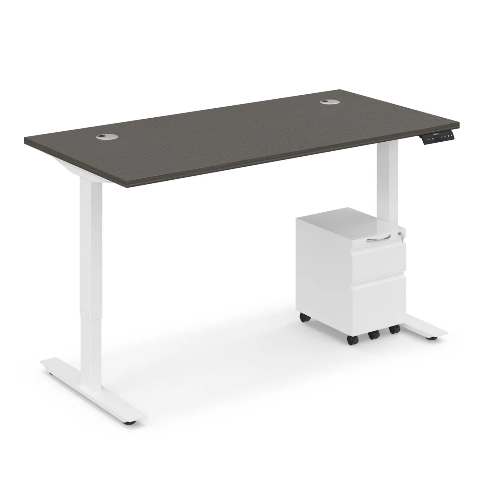 Ergo Desk Height Adjustable Standing Desk with Pedestal - 60"W x 30"D