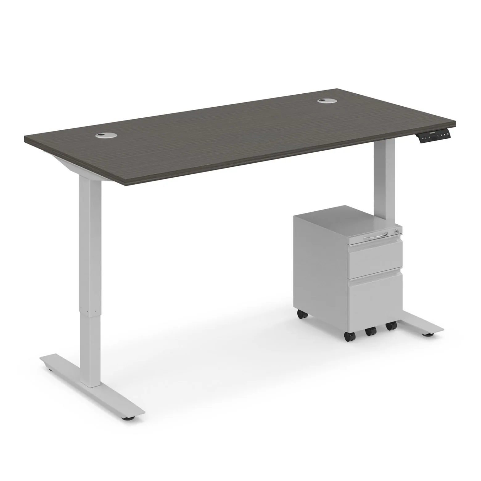 Ergo Desk Height Adjustable Standing Desk with Pedestal - 60"W x 30"D