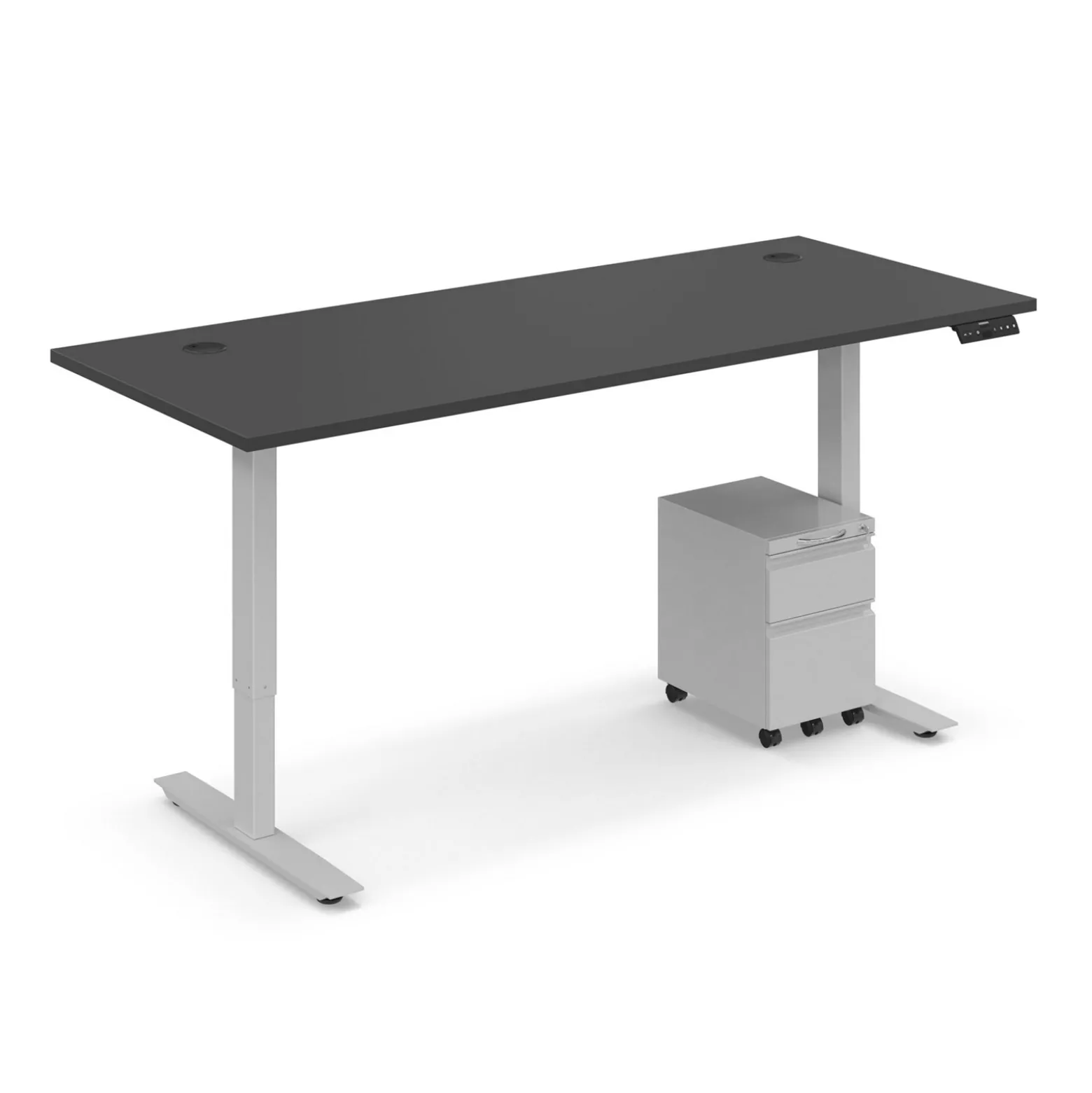 Ergo Desk Height Adjustable Standing Desk with Pedestal - 72"W x 30"D
