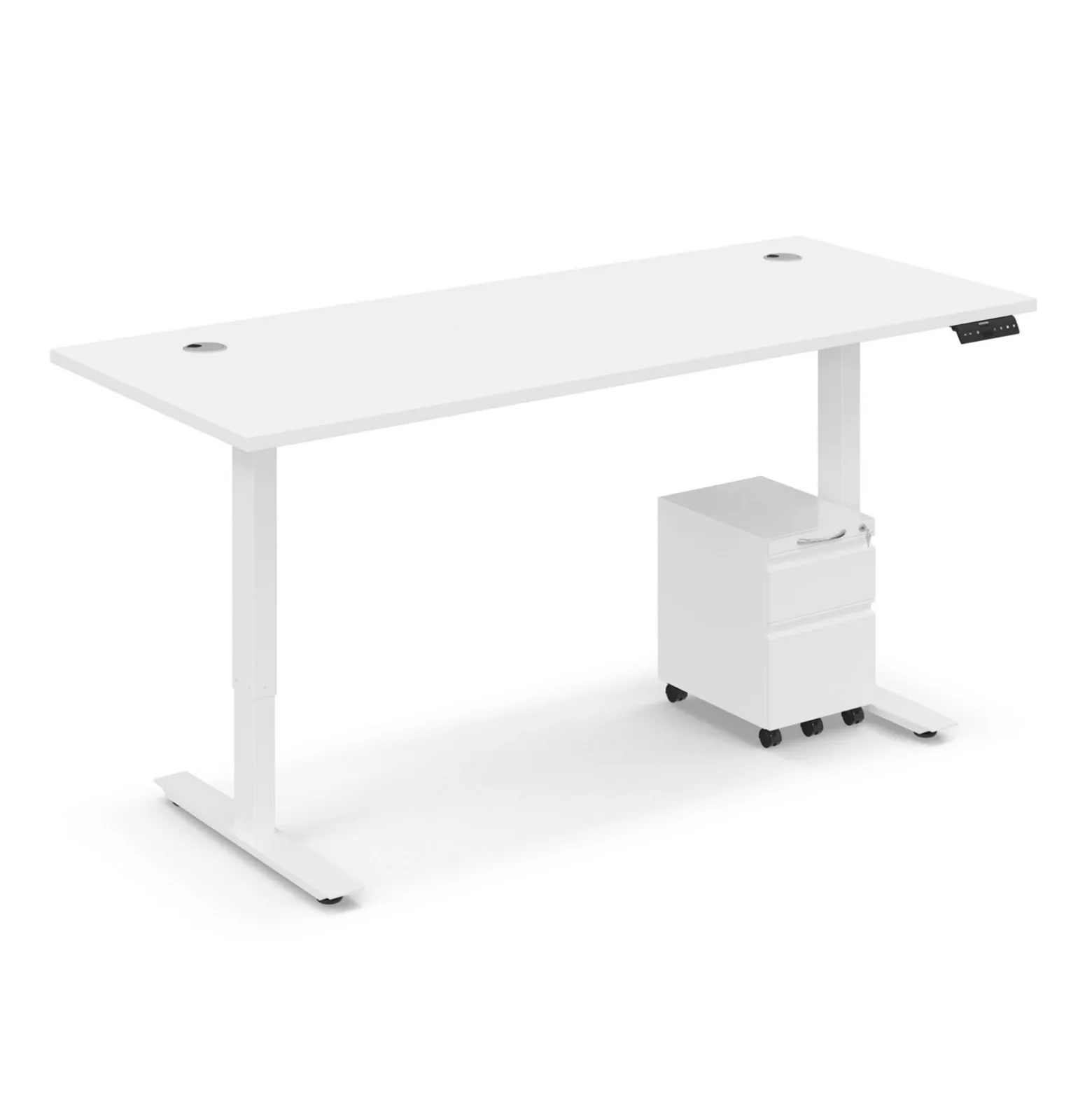 Ergo Desk Height Adjustable Standing Desk with Pedestal - 72"W x 30"D