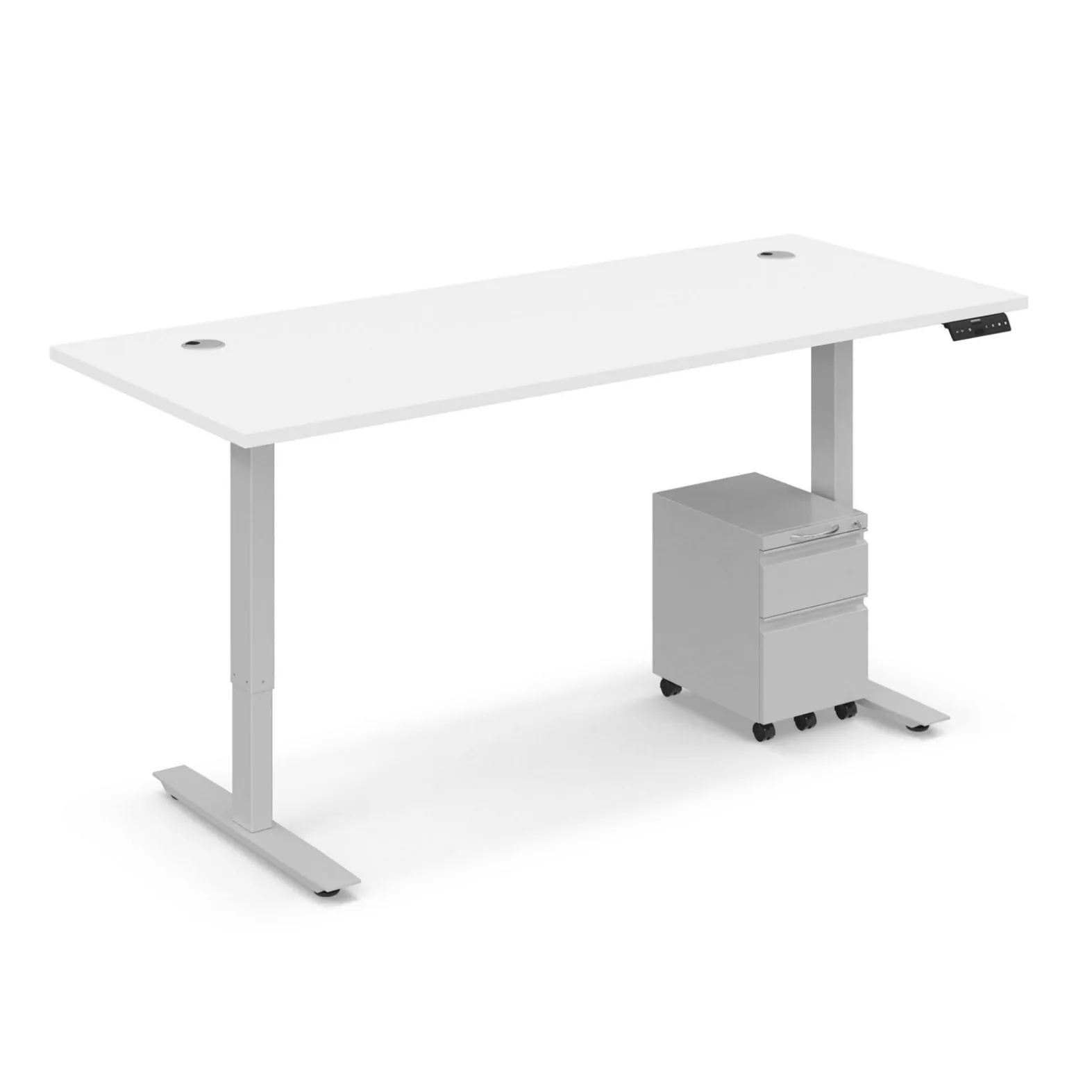 Ergo Desk Height Adjustable Standing Desk with Pedestal - 72"W x 30"D