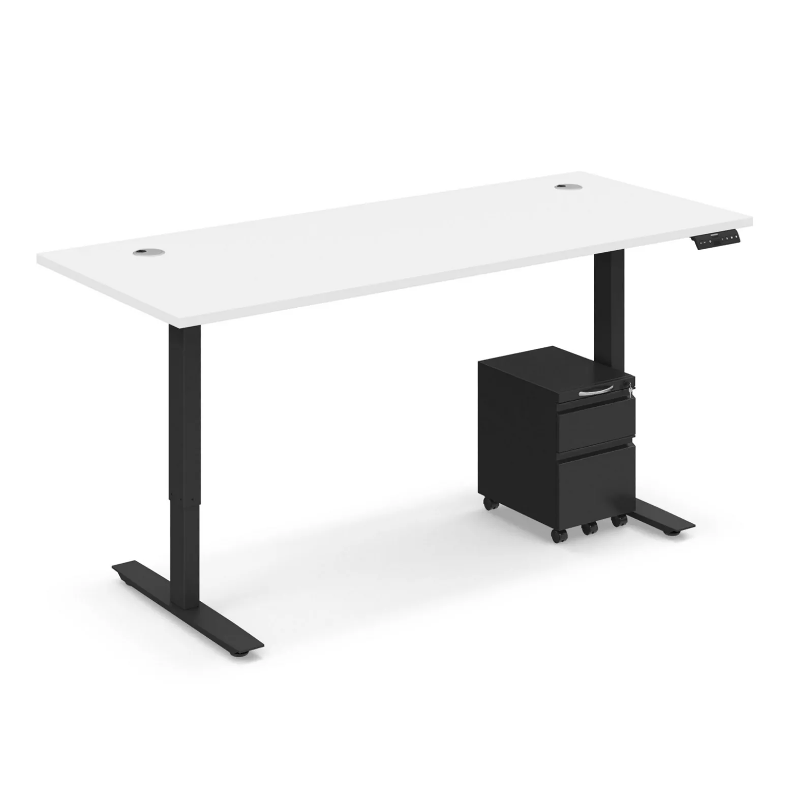 Ergo Desk Height Adjustable Standing Desk with Pedestal - 72"W x 30"D