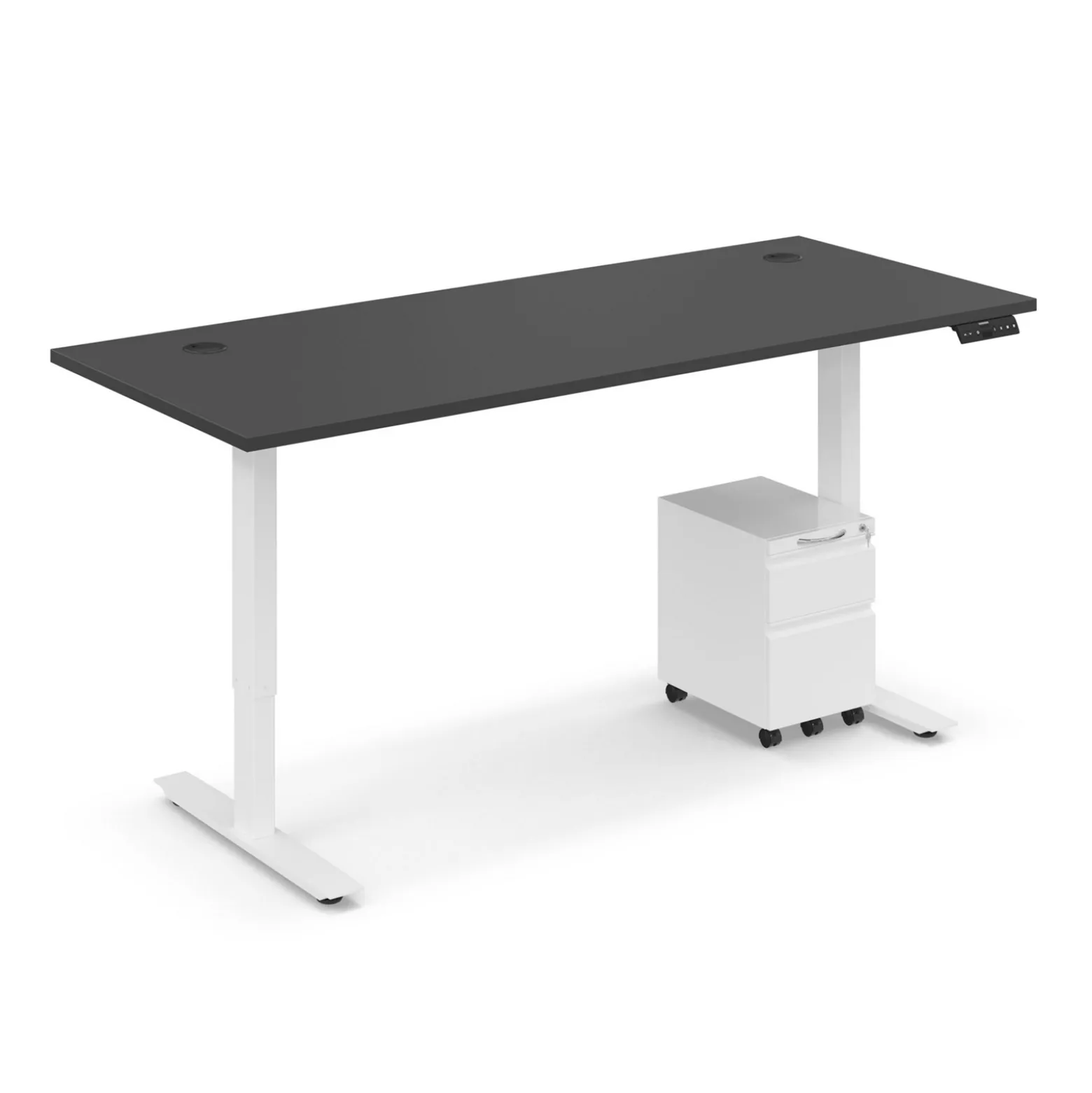 Ergo Desk Height Adjustable Standing Desk with Pedestal - 72"W x 30"D