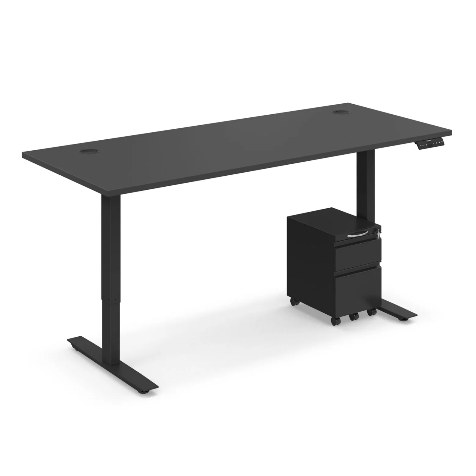 Ergo Desk Height Adjustable Standing Desk with Pedestal - 72"W x 30"D