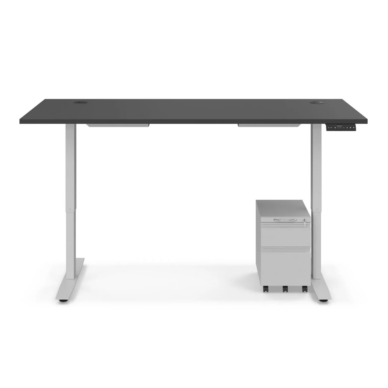 Ergo Desk Height Adjustable Standing Desk with Pedestal - 72"W x 30"D