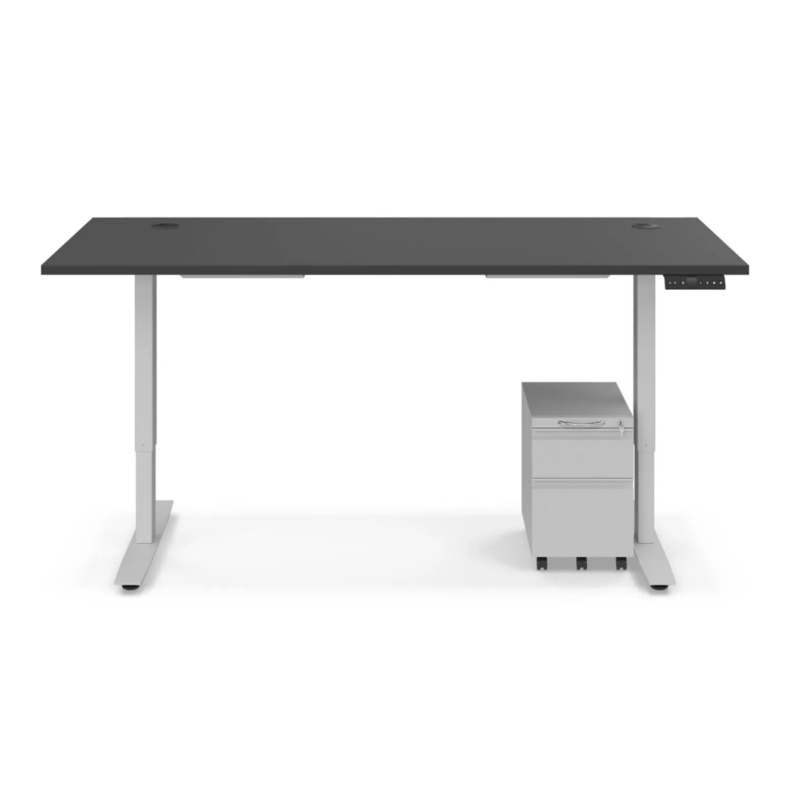 Ergo Desk Height Adjustable Standing Desk with Pedestal - 72"W x 30"D