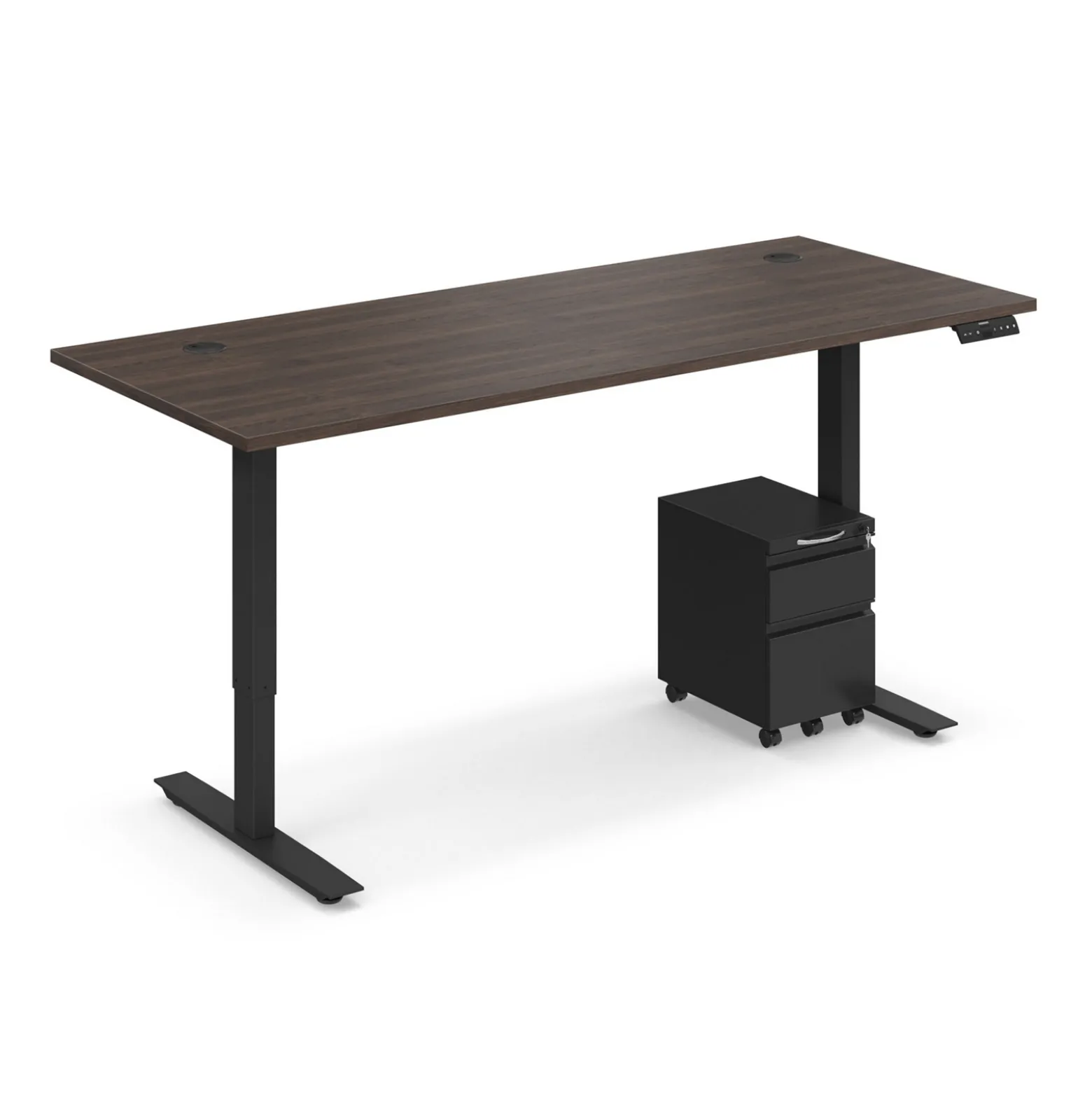 Ergo Desk Height Adjustable Standing Desk with Pedestal - 72"W x 30"D