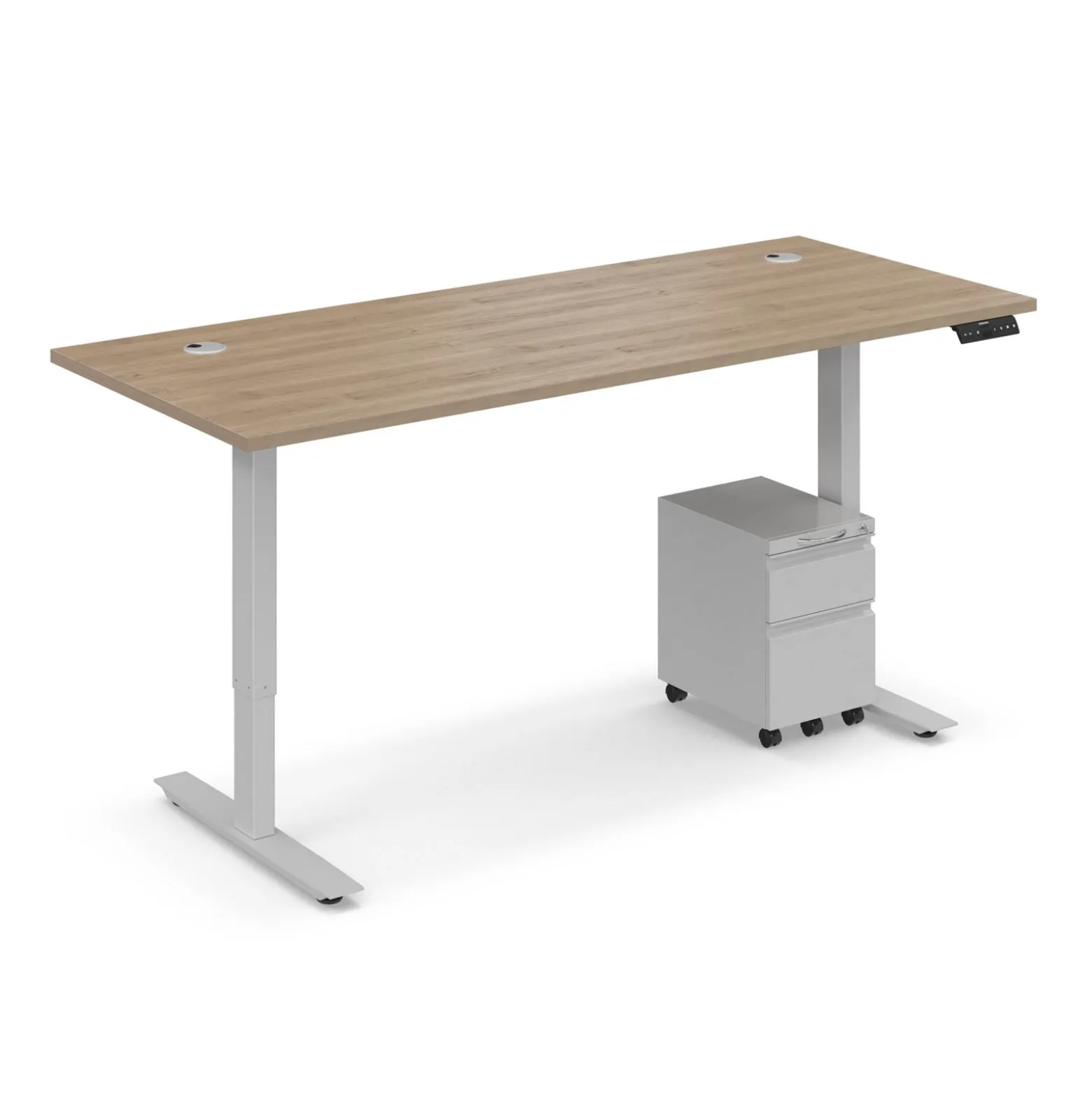 Ergo Desk Height Adjustable Standing Desk with Pedestal - 72"W x 30"D