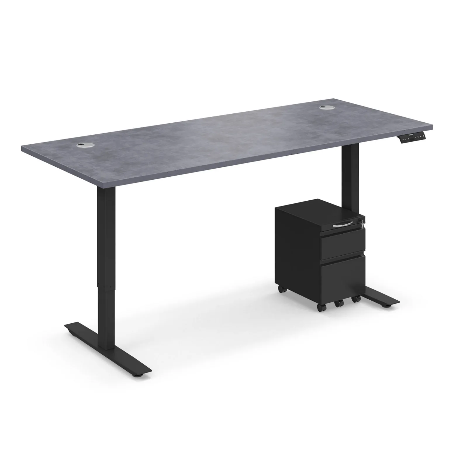 Ergo Desk Height Adjustable Standing Desk with Pedestal - 72"W x 30"D