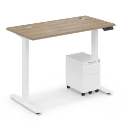Ergo Desk Height Adjustable Standing Desk with Pedestal - 48"W x 24"D