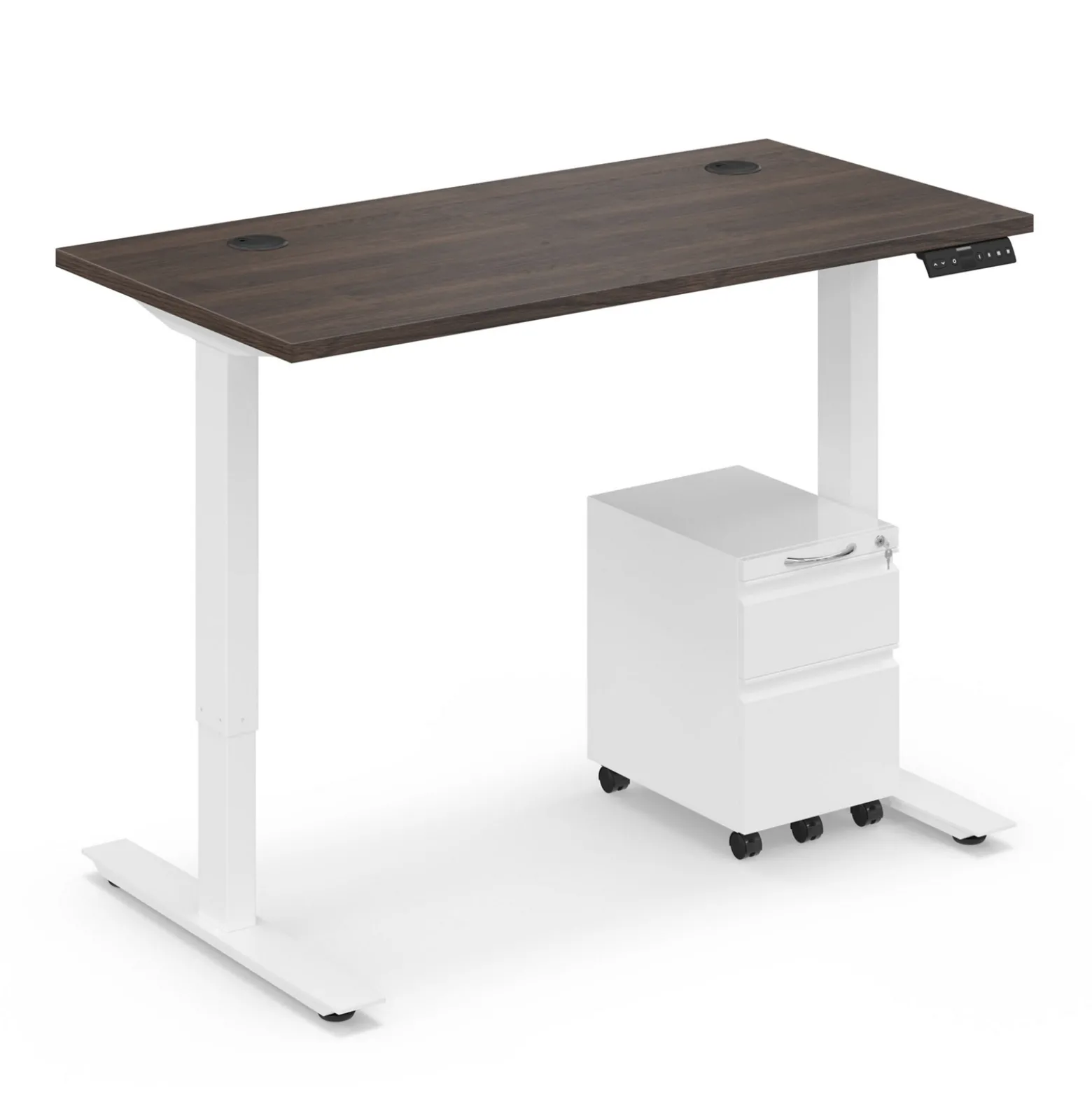 Ergo Desk Height Adjustable Standing Desk with Pedestal - 48"W x 24"D