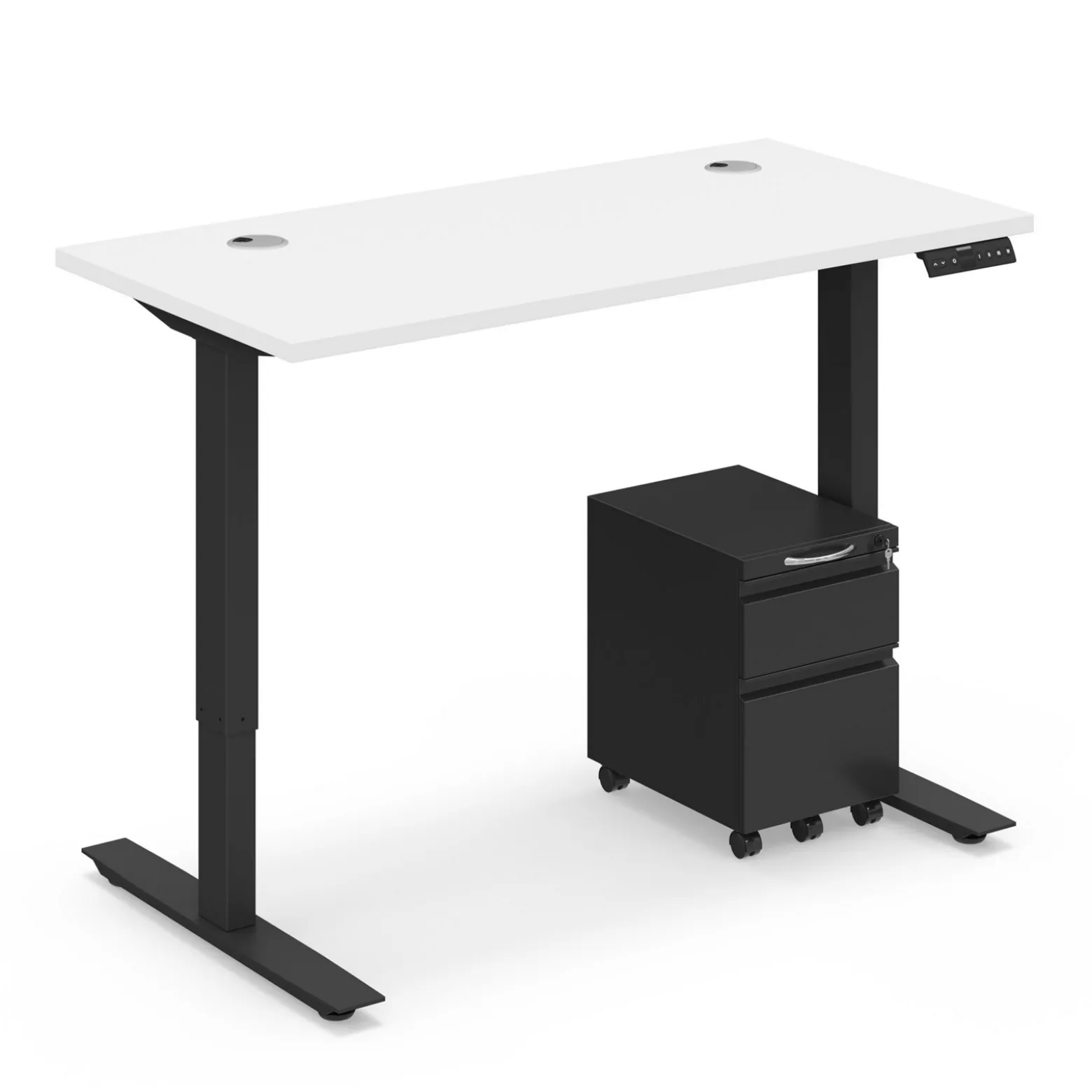 Ergo Desk Height Adjustable Standing Desk with Pedestal - 48"W x 24"D