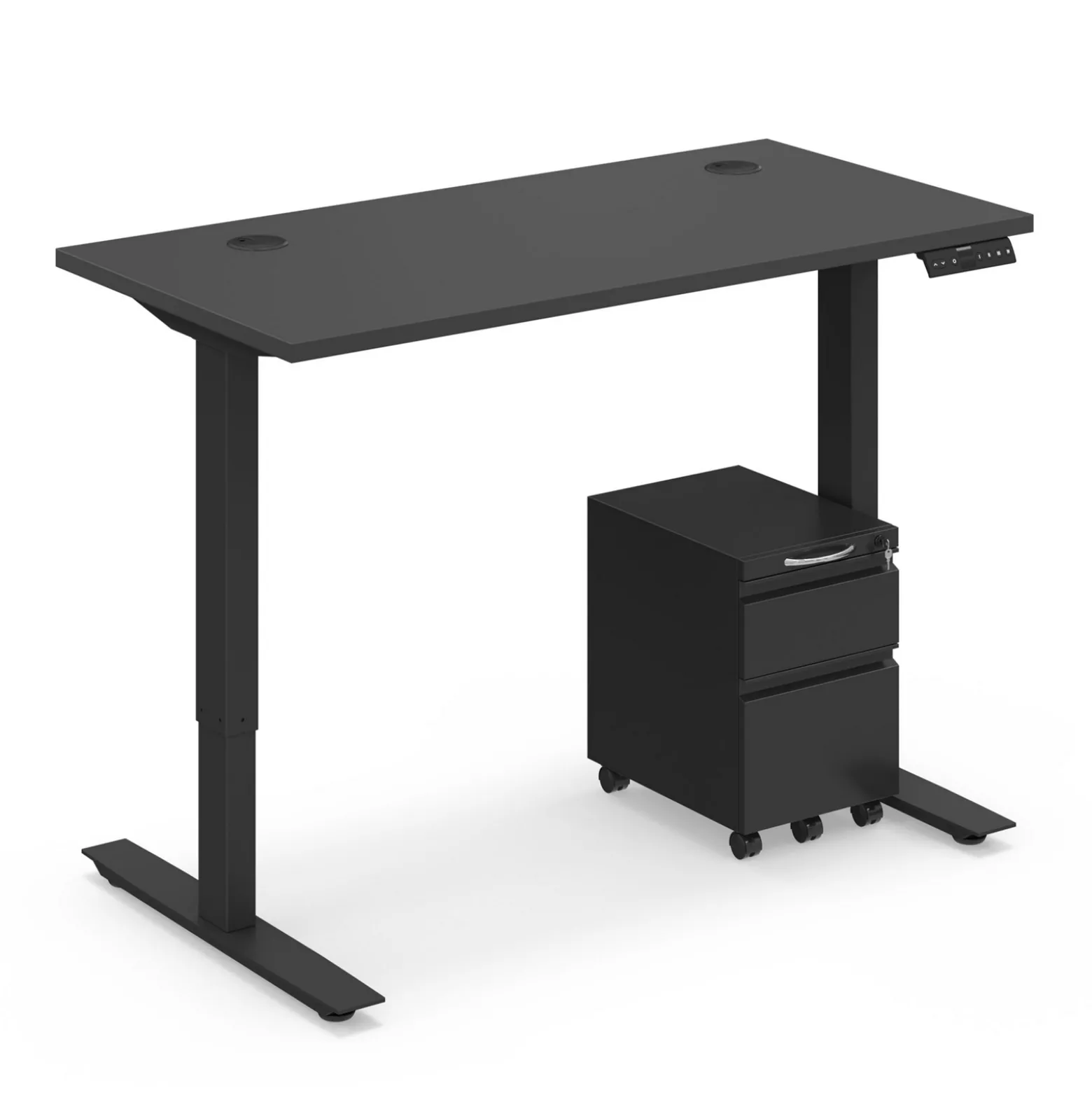 Ergo Desk Height Adjustable Standing Desk with Pedestal - 48"W x 24"D