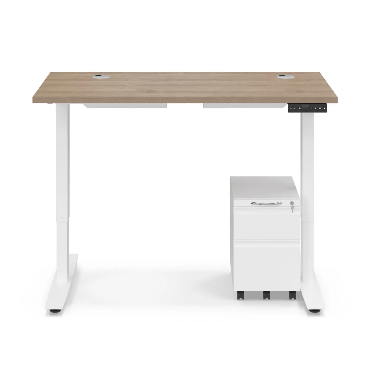 Ergo Desk Height Adjustable Standing Desk with Pedestal - 48"W x 24"D