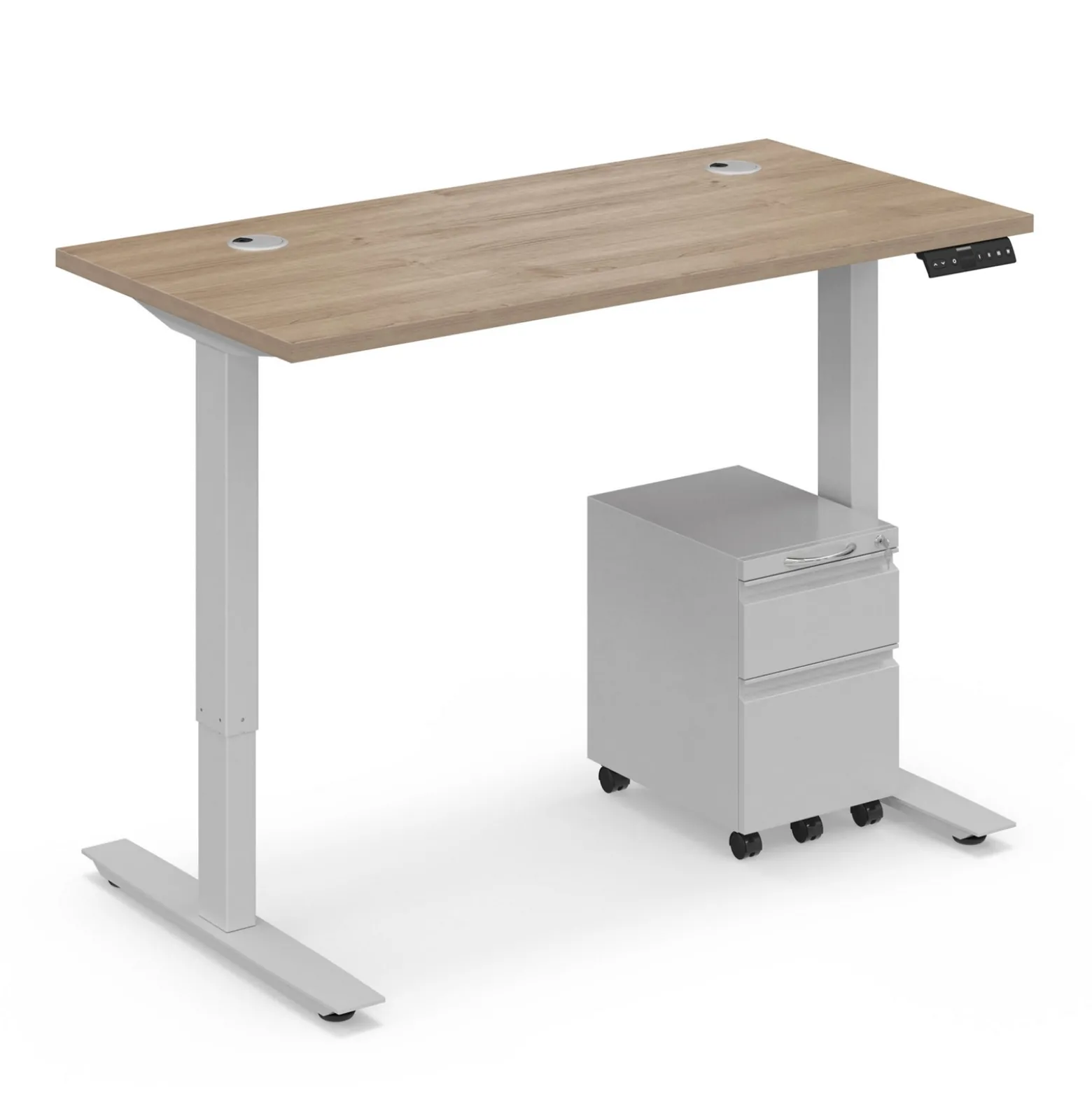 Ergo Desk Height Adjustable Standing Desk with Pedestal - 48"W x 24"D