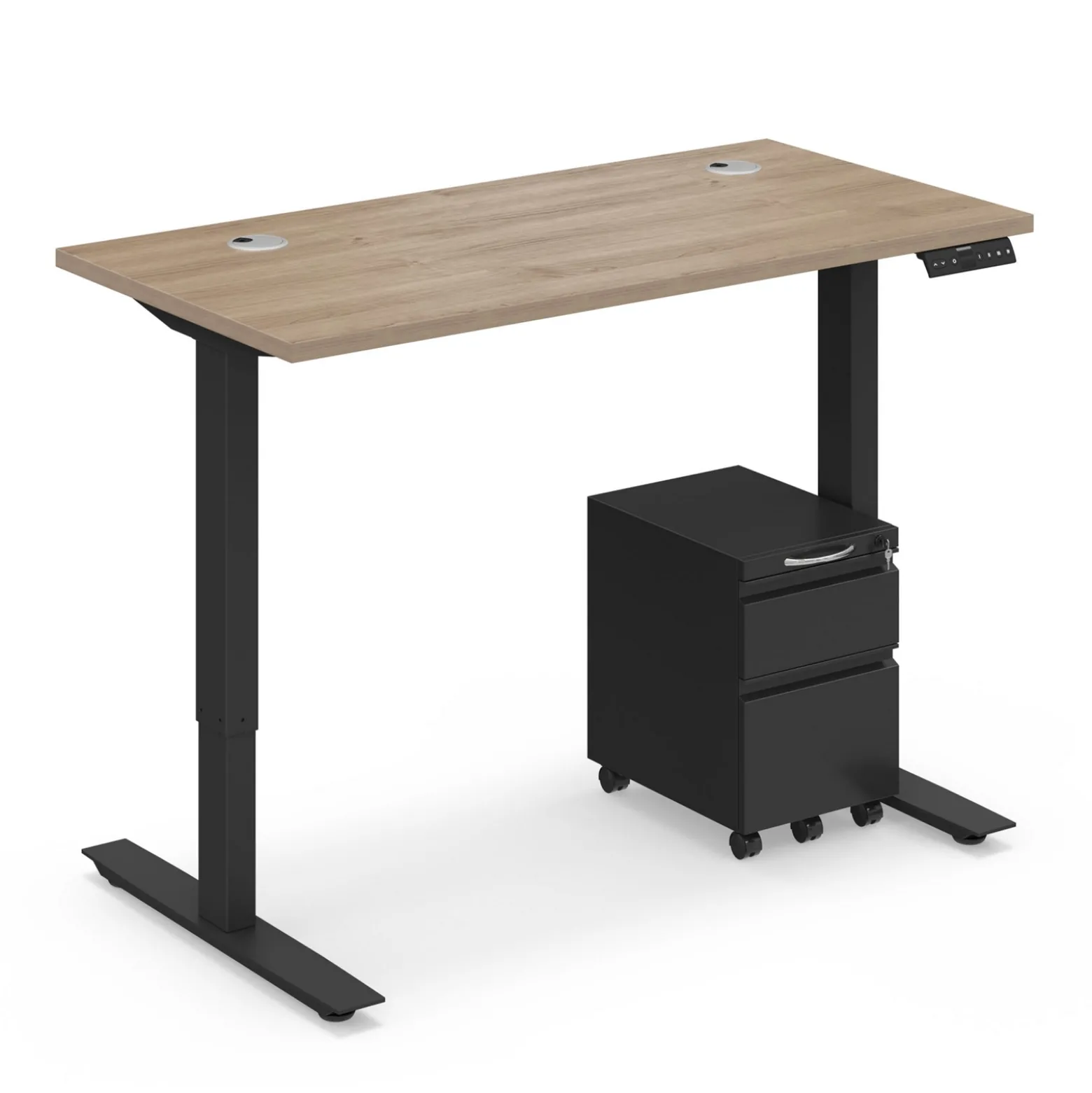 Ergo Desk Height Adjustable Standing Desk with Pedestal - 48"W x 24"D