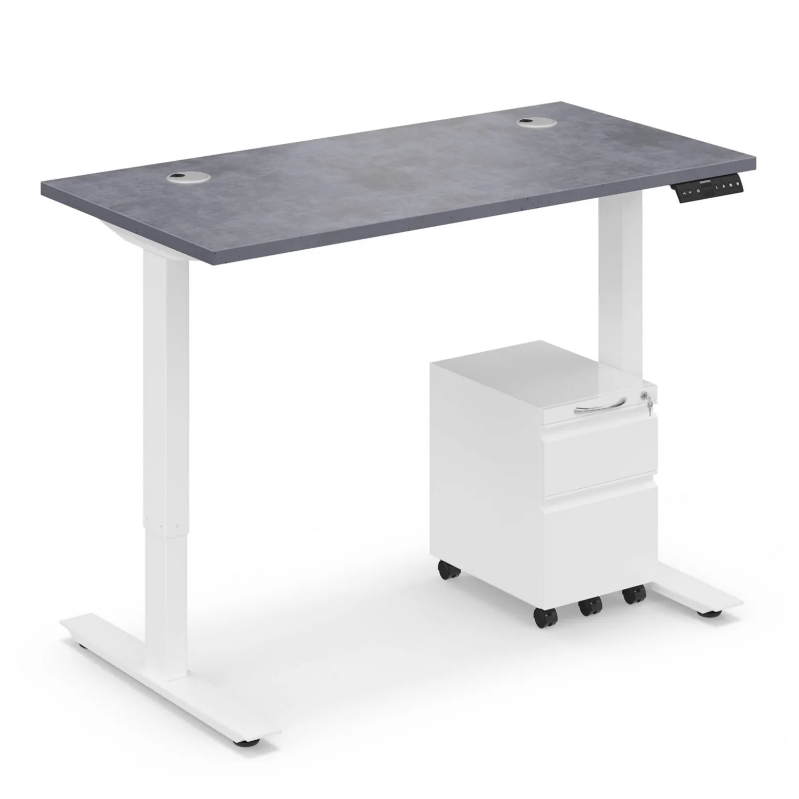 Ergo Desk Height Adjustable Standing Desk with Pedestal - 48"W x 24"D