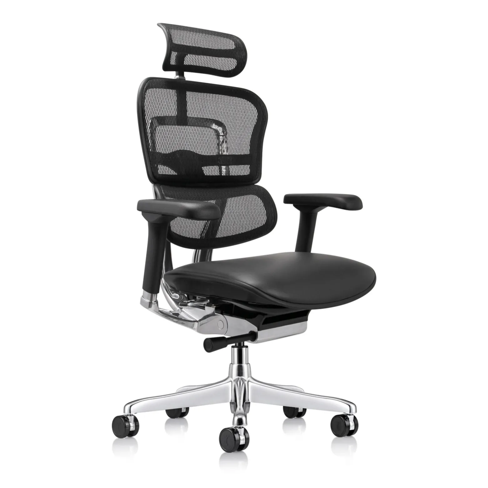 Ergohuman Ergonomic High Mesh Back Leather Seat Executive Chair with Headrest