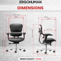 Ergohuman Ergonomic Mid Back Leather Chair