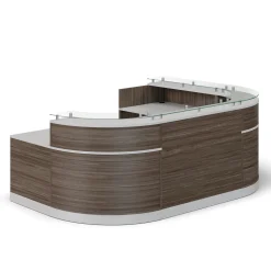 Esquire U-Shaped Glass Top Reception Desk with Reversible ADA Return - 110"W x 79"D