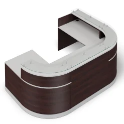 Esquire U-Shaped Glass Top Reception Desk with Reversible ADA Return - 110"W x 79"D