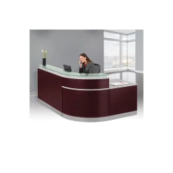 Esquire Curved Glass Top Reception Desk with Reversible ADA Return- 95
