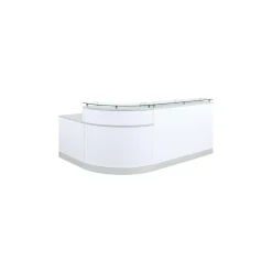 Esquire Curved Glass Top Reception Desk with Reversible ADA Return- 95