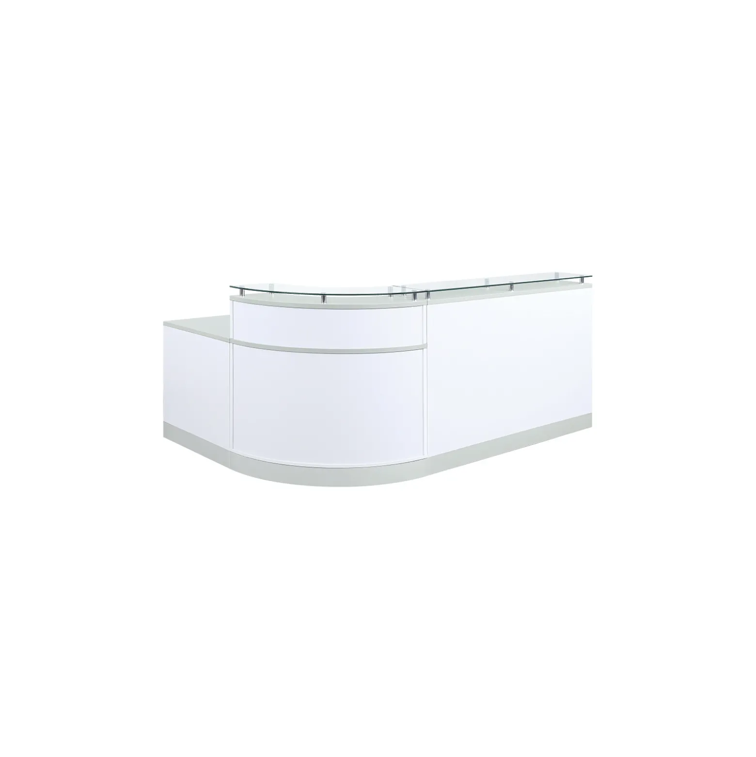 Esquire Curved Glass Top Reception Desk with Reversible ADA Return- 95"W x 64"D