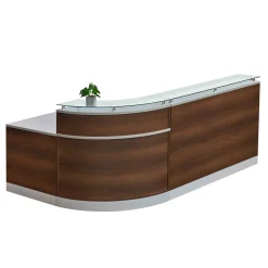 Esquire Curved Glass Top Reception Desk with Reversible ADA Return- 95