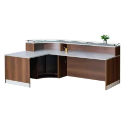 Esquire Curved Glass Top Reception Desk with Reversible ADA Return- 95