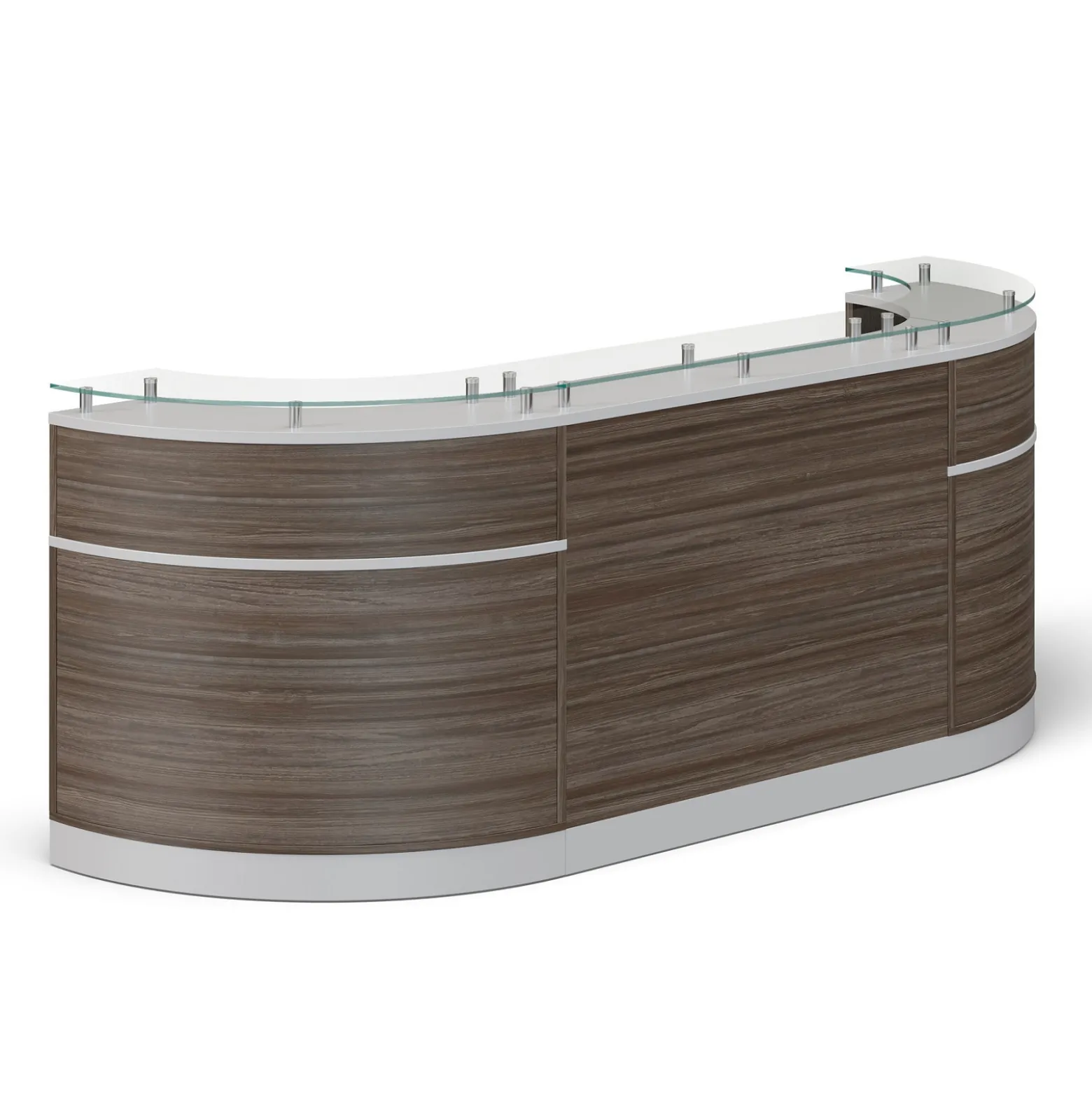 Esquire Curved Glass Top Reception Desk - 110"W x 32"D