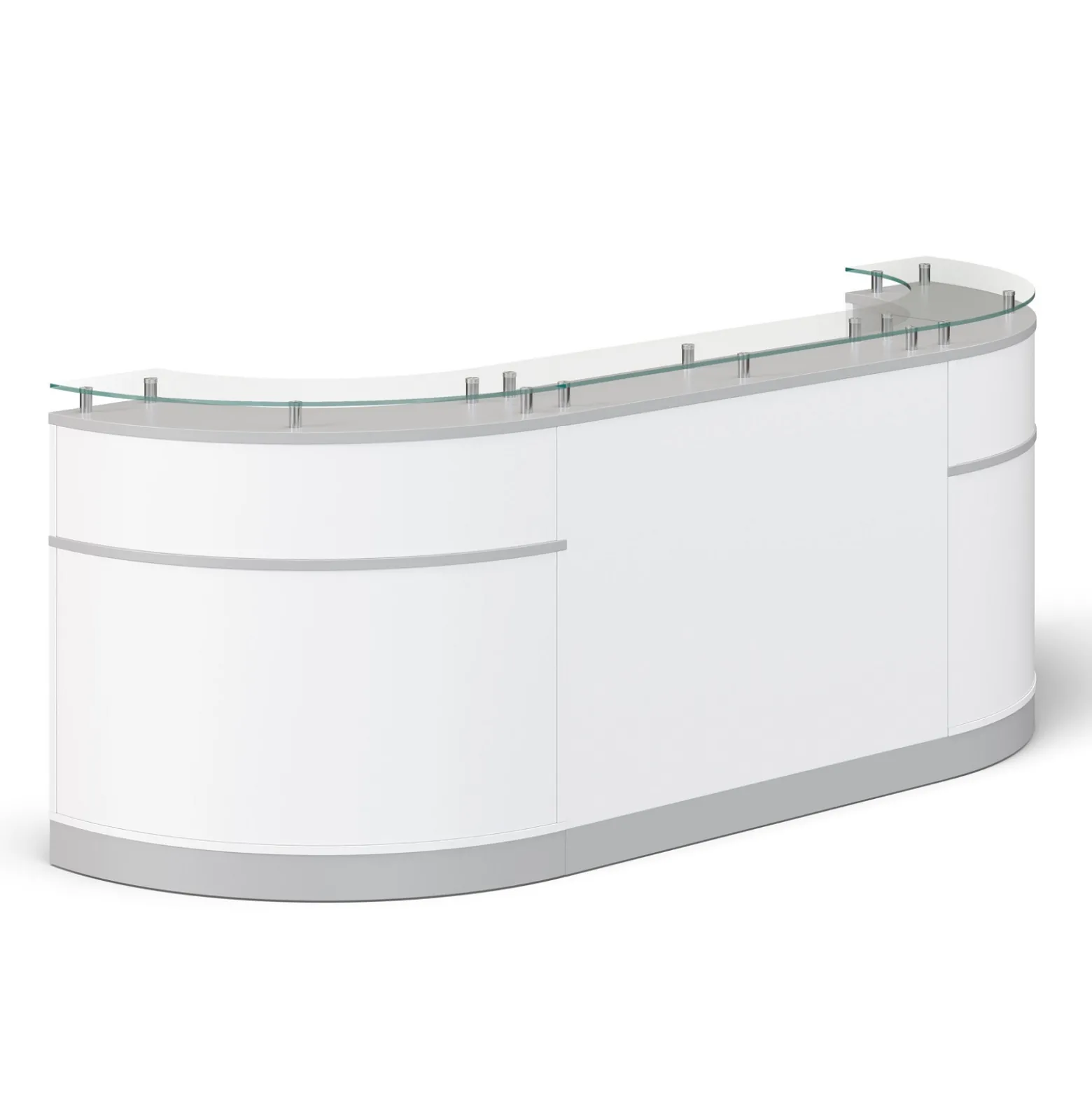 Esquire Curved Glass Top Reception Desk - 110"W x 32"D
