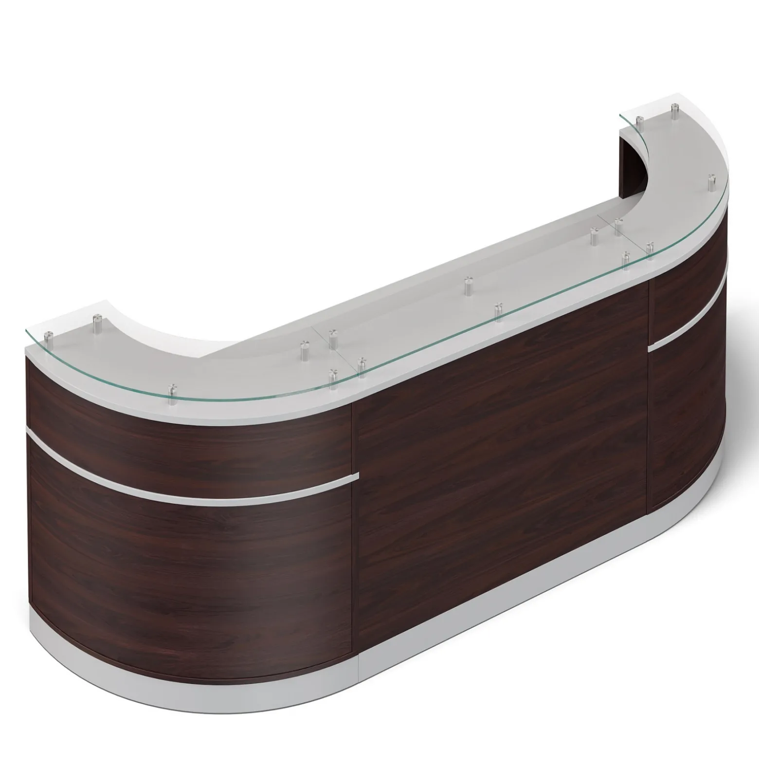 Esquire Curved Glass Top Reception Desk - 110"W x 32"D