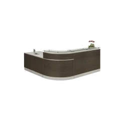 Esquire Curved Glass Top Reception Desk with Reversible ADA Return and File - 95"W x 86"D