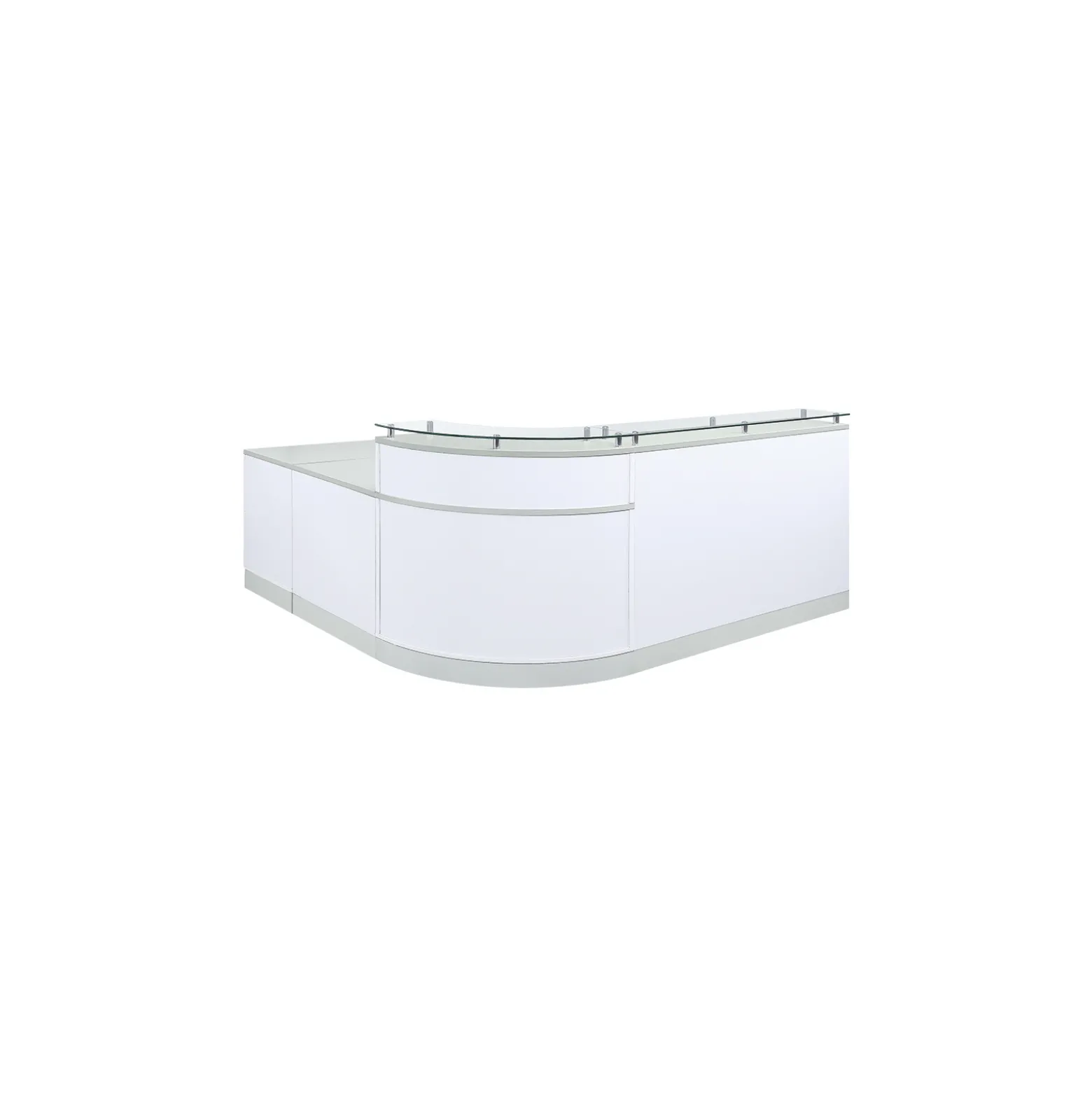 Esquire Curved Glass Top Reception Desk with Reversible ADA Return and File - 95"W x 86"D