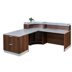 Esquire Curved Glass Top Reception Desk with Reversible ADA Return and File - 95