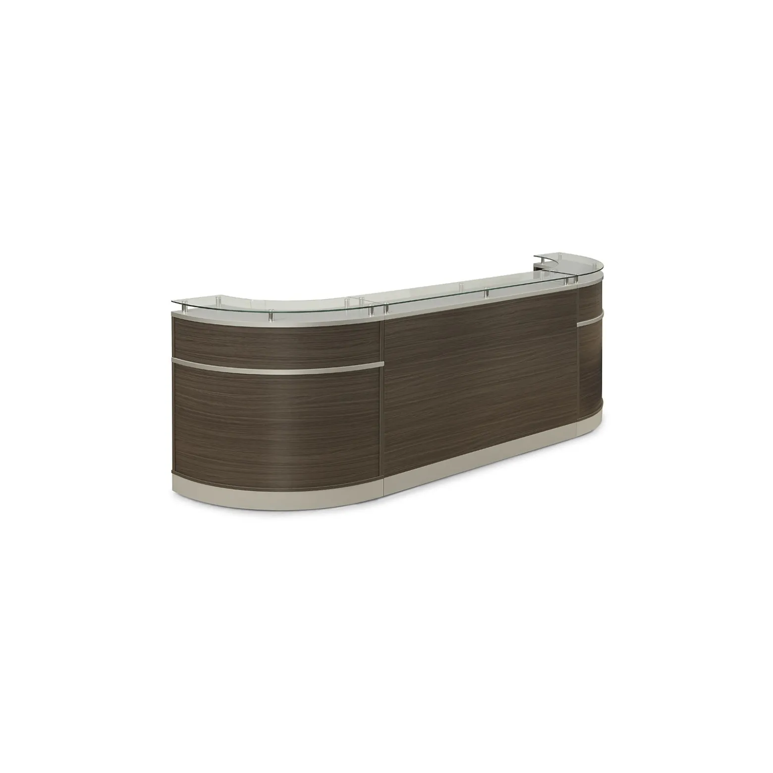 Esquire Curved Glass Top Reception Desk with Storage Wall