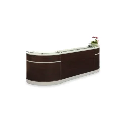 Esquire Curved Glass Top Reception Desk with Storage Wall