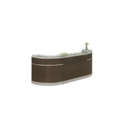Esquire Curved Glass Top Reception Desk with Storage Wall
