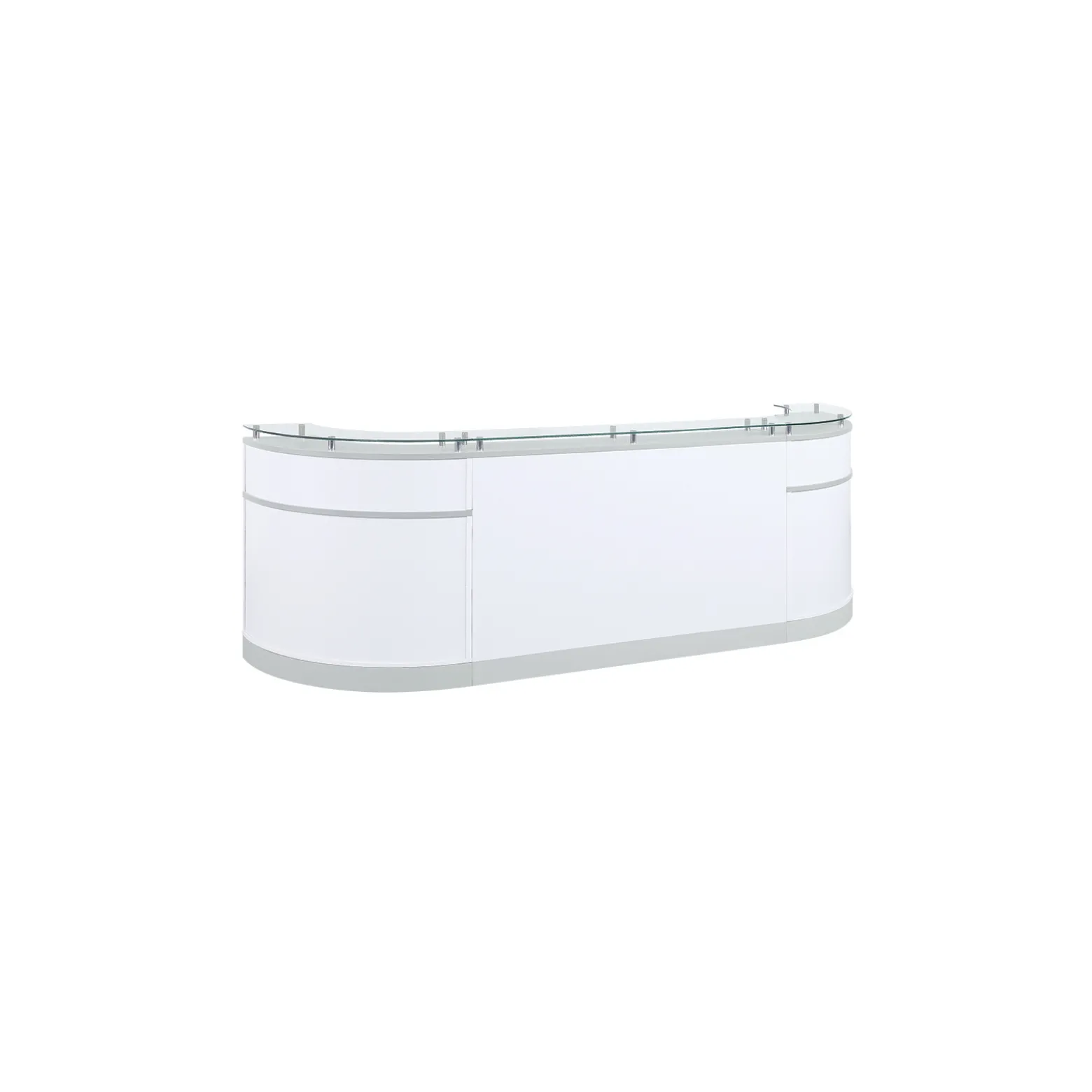 Esquire Curved Glass Top Reception Desk with Storage Wall