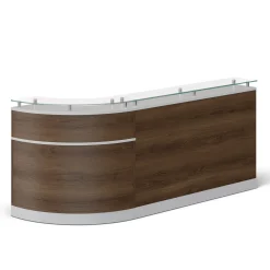 Esquire Curved Glass Top Reception Desk - 96"W x 31"D