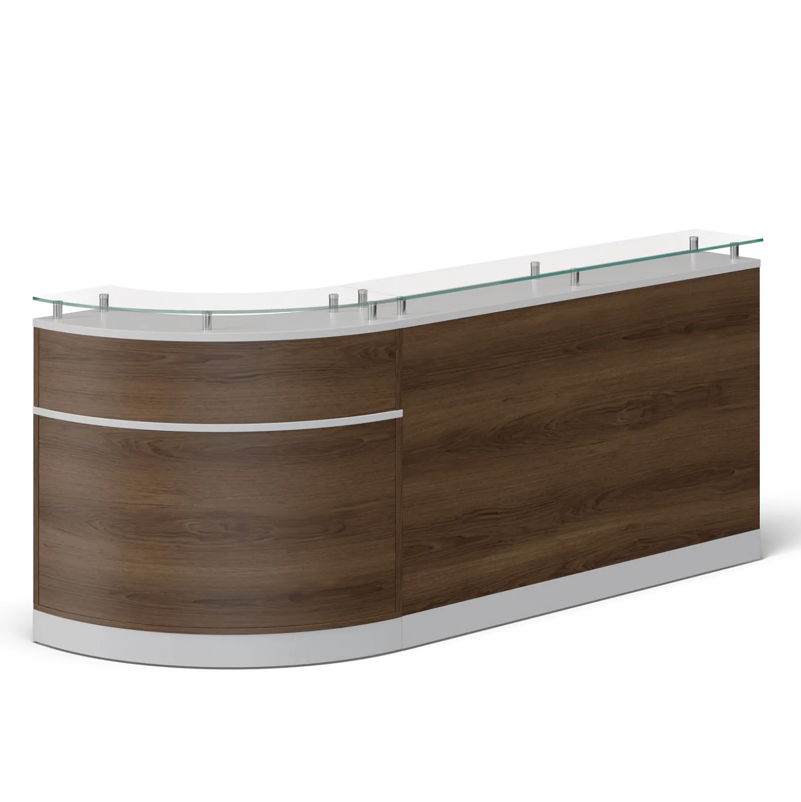 Esquire Curved Glass Top Reception Desk - 96"W x 31"D